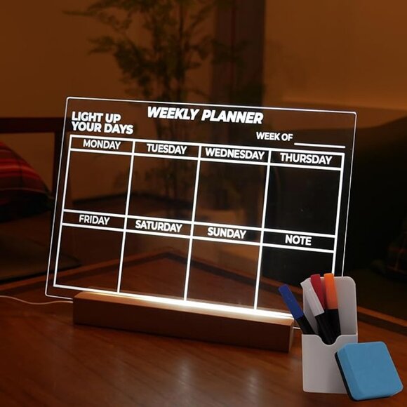 NIB. Light Up Dry Erase Weekly Planner w/Markers & Eraser - Picture 1 of 4